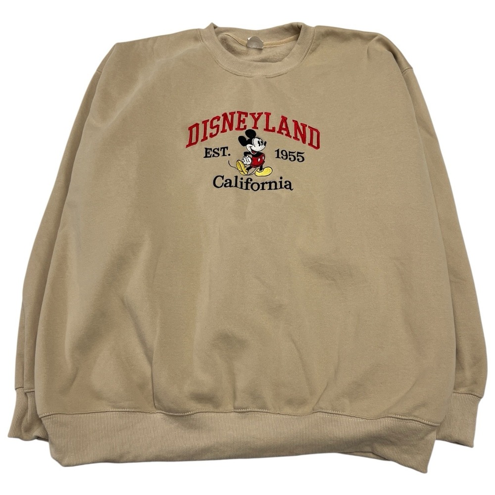 Disneyland Mickey Mouse Classic Crewneck Sweatshirt Sand Light Brown 1955 2XL